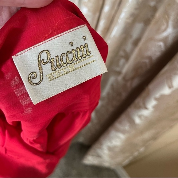 Vintage Puccini Red Sheer Stripe Button Front Blouse Size Medium Button Down - Picture 3 of 3